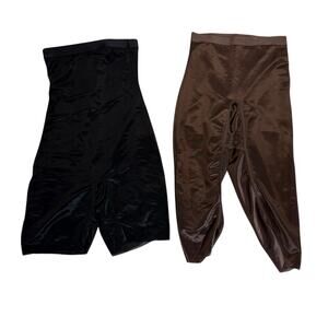 Skims Barely There Cropped Legging & High Waist Short Brown Size XXS Satin Silky